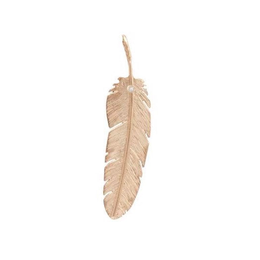 Fjer vedhæng i 14 karat guld med diamant fra Heiring (Medium) – naturinspireret og elegant.